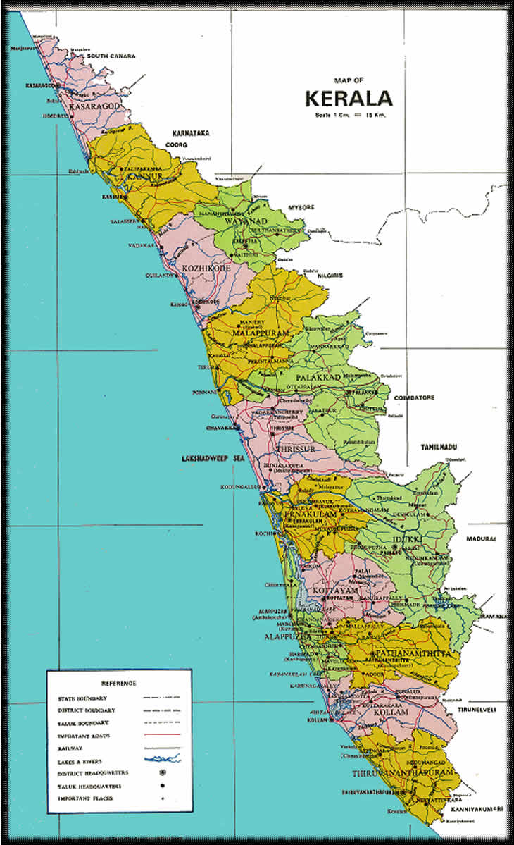 Kerala Map. Kerala is a state on the Malabar Coast of southwestern India